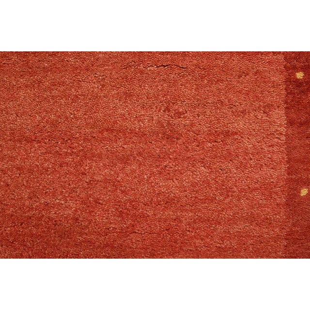 Gabbeh Runner 2’7” X 8’2” Red Wool Contemporary Hand-Knotted Oriental Rug For Sale - Image 4 of 13