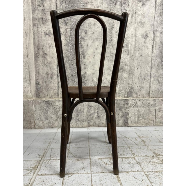 Vintage Bistro Chairs in Dark Brown Bentwood, 1920s, Set of 6 For Sale - Image 9 of 10