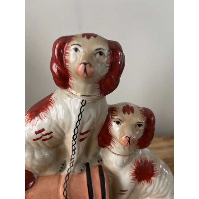 Victorian Early 1900s Antique Staffordshire Spaniels Figurine For Sale - Image 3 of 11