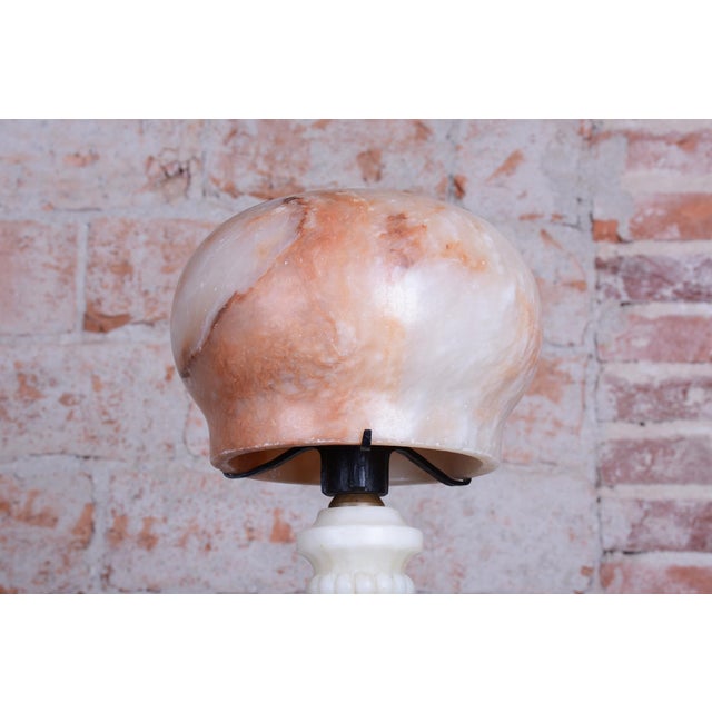 Art Deco Table Lamp in Marble and Alabaster, France, 1920s For Sale - Image 3 of 9