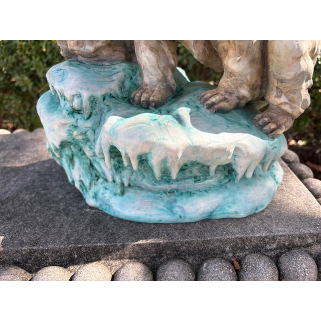 1900 - 1909 Continental Glazed Porcelain Polar Bear Sculpture For Sale - Image 5 of 11