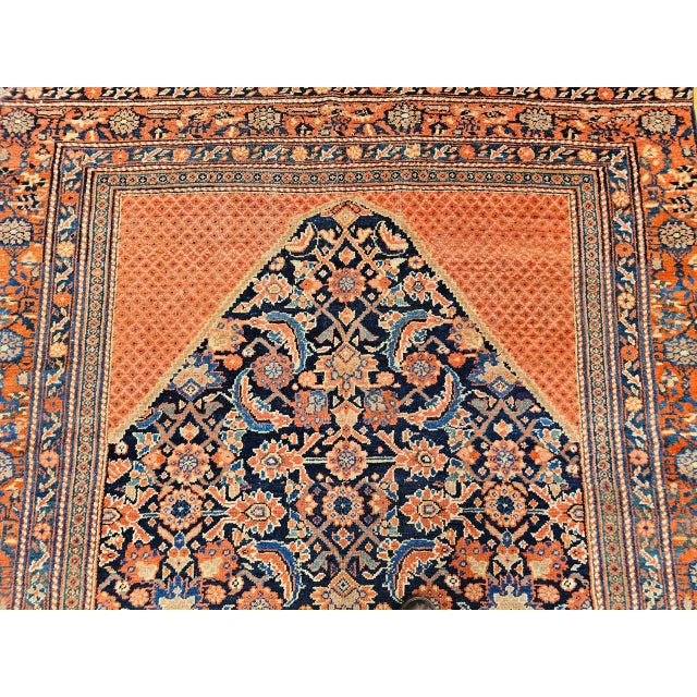 Vintage Persian Malayer Gallery Area Rug, Hand-Knotted Wool, Geometric Pattern, 5x13, Navy & Terracotta For Sale - Image 9 of 16