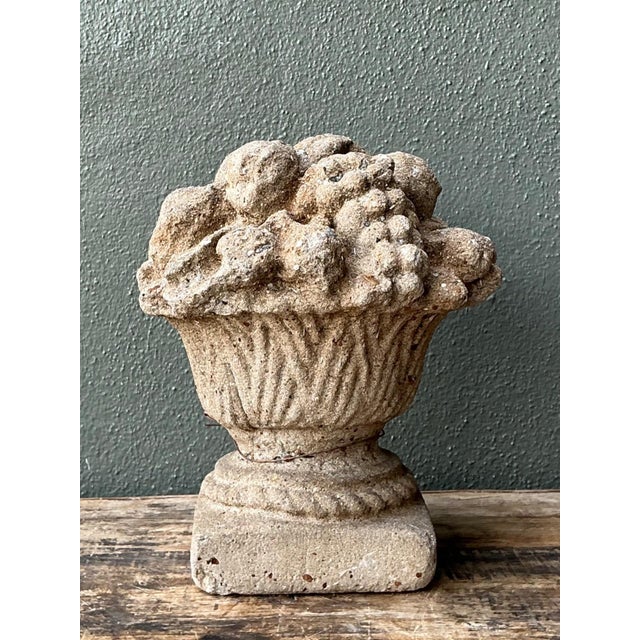 Vintage Concrete Fruit Basket Sculpture For Sale - Image 10 of 18