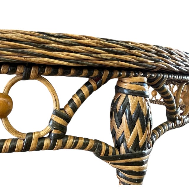 1970s 1970s Vintage Round Wicker Dining Table For Sale - Image 5 of 8