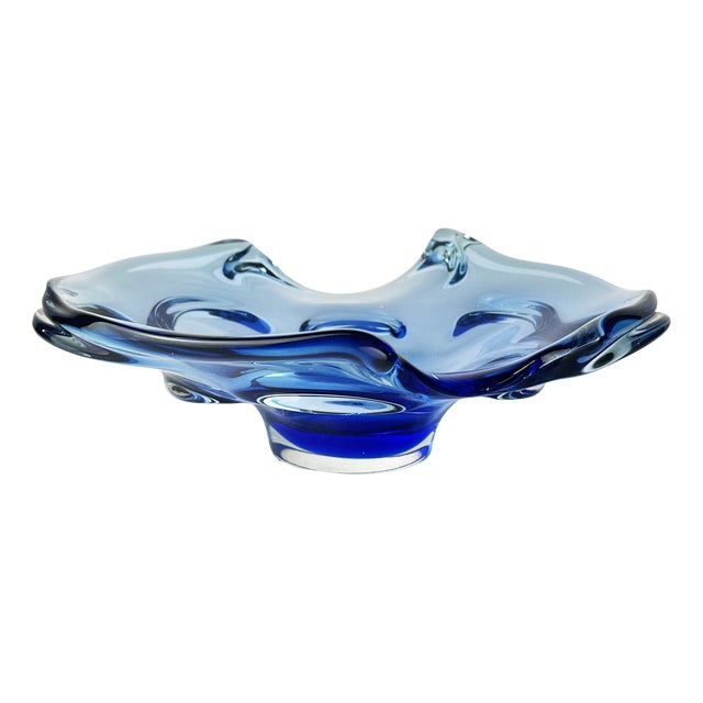 Bohemian Hand-Blown Art Glass Bowl from Chribska Glassworks, 1960s For Sale