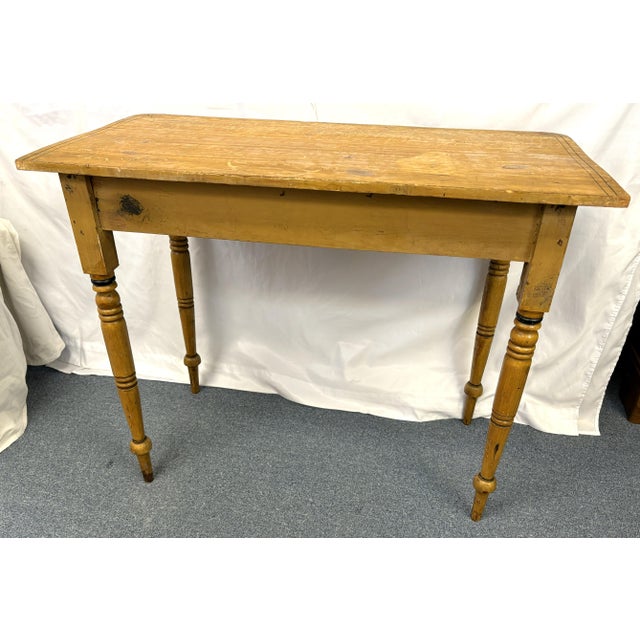 Primitive Farmhouse Handmade and Painted Pine Table With Drawer For Sale - Image 15 of 18