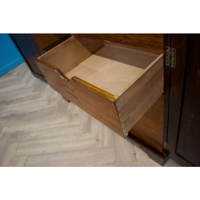 Wood Vintage Art Deco Tallboy in Oak in the style of Heals, 1930s For Sale - Image 7 of 11