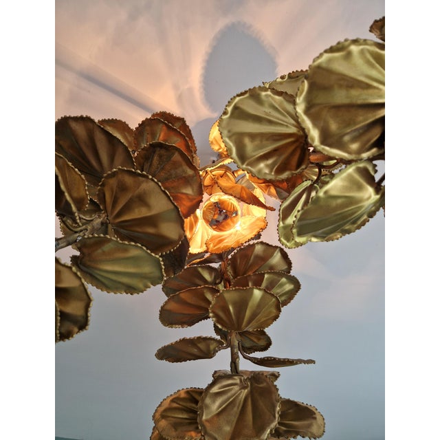 Large Brutalist Brass Chandelier with Floral Decoration, 1970s For Sale - Image 10 of 18