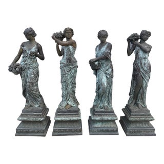 Late 20th Century Set of Four “The Four Seasons” Monumental Bronze Garden Statues For Sale