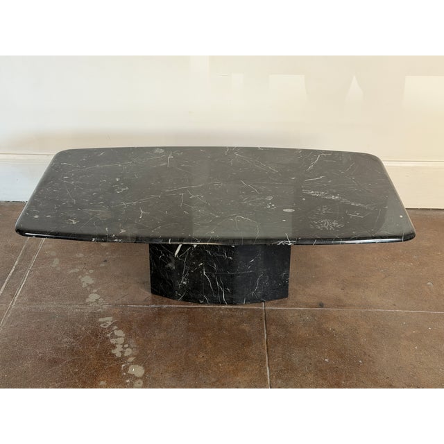 1980s Vintage 1980's Black Marble Coffee Table For Sale - Image 5 of 14