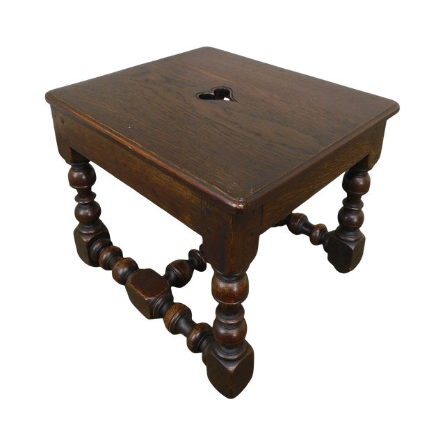 Antique William Mary Style Oak Joint Stool Small Side Table