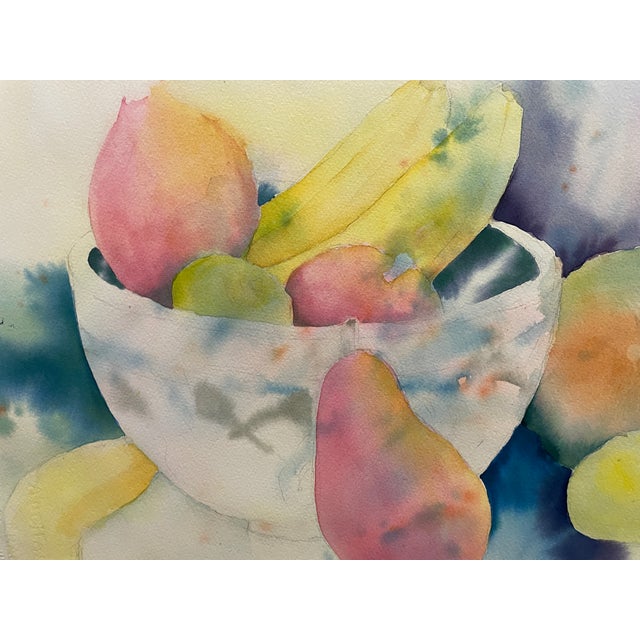 1980s painting by South Carolina artist Ina Rose Holcombe Smith (1927-2011) fruit still life, watercolor on paper, signed...