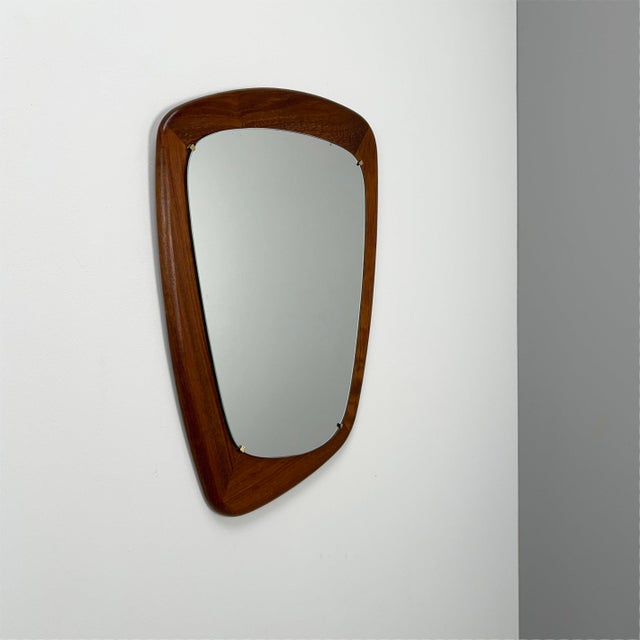 Wood Organically Shaped Teak Mirror, Germany, 1960s For Sale - Image 7 of 7