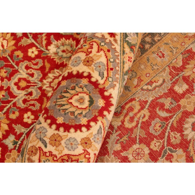 Textile Shabby Chic Floral 1990's Pak-Persian Red/Beige Wool Rug - 5'11'' X 9'5'' For Sale - Image 7 of 9