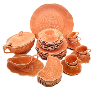 Vintage Peach "Lotus" Dinnerware Set of 45 by Metlox