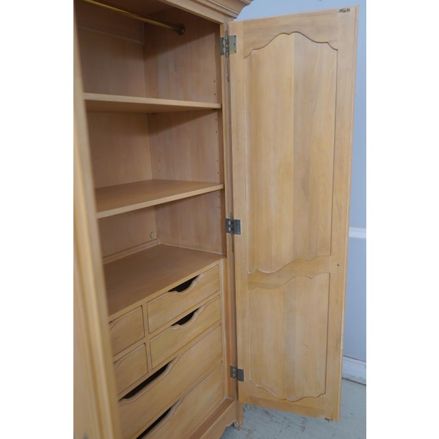 Ethan Allen Ethan Allen Bleached Maple Country French Armoire Wardrobe For Sale - Image 4 of 18