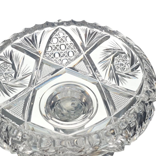 Antique Abp American Brilliant Cut Glass Pedestal Compote Candy Dish 8" H For Sale - Image 10 of 13