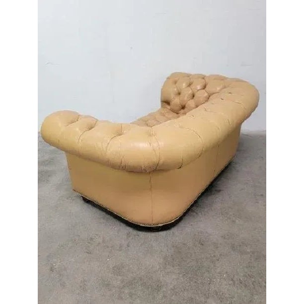 Hollywood Regency Leather Chesterfield Tufted Loveseat For Sale - Image 11 of 13