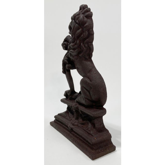 Figurative Substantial Vintage Cast Iron Lion Doorstop For Sale - Image 3 of 6