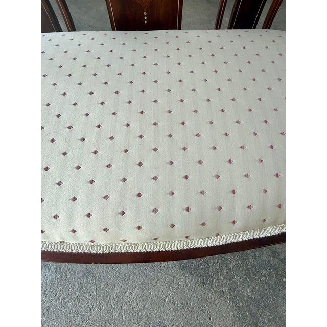 Antique Mahogany Inlaid Settee – Circa 1890s Marquetry & Mother of Pearl For Sale In Denver - Image 6 of 7