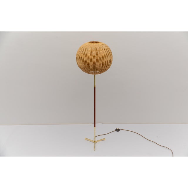 Mid-Century Modern Floor Lamp in Brass and Teak from Temde, 1960s For Sale - Image 4 of 15