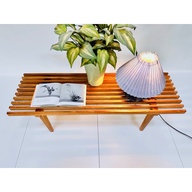 Flower Bench or Side Table with Wooden Slats in Walnut, Germany, 1960s For Sale - Image 15 of 16