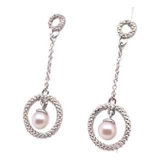 Akoya Pearl Earrings 14 Karat White Gold Certified For Sale