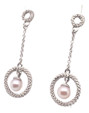 Akoya Pearl Earrings 14 Karat White Gold Certified
