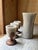 Vintage Brutalist Barware Set with Hand-Molded Capa Carafe and Vessels with Copper Bases, Set of 4 For Sale - Image 4 of 12