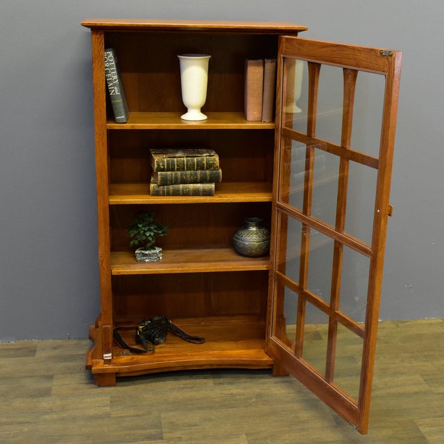 Mission Solid Oak Display Bookcase - Michael's Cherry For Sale - Image 10 of 14