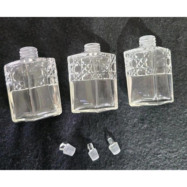 Art Deco Cut Glass Scent Bottles and Sterling Silver Stand, 1923, Set of 4 For Sale - Image 6 of 18
