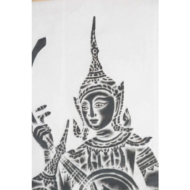 Charcoal Vintage Charcoal Rubbing of Thai Musicians For Sale - Image 8 of 13