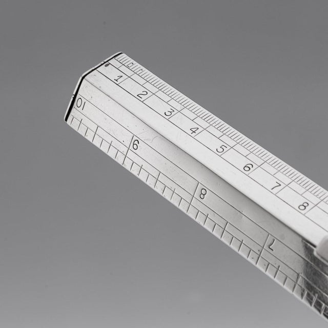 Antique British Silver Weighted Ruler by John Gloag Murdoch, 1910 For Sale - Image 9 of 15