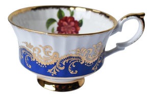 1950s Porcelain Paragon Tea Cup With Gold and Blue and Hidden Rose for Her Majesty