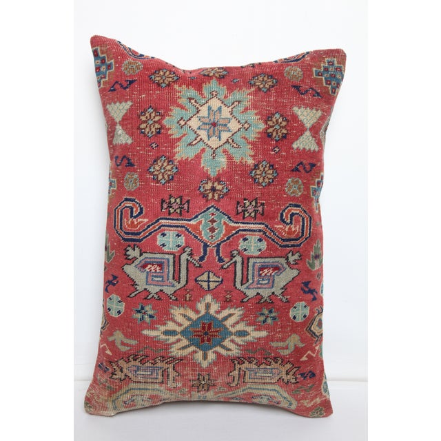 Art Deco Handmade Rug Pillow Cover – Vintage Turkish Rug Cushion Case -16'' X 24'' For Sale - Image 3 of 10