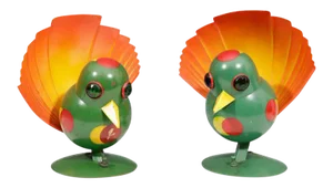 Futurist Art Deco Peacock Table Lamps by Walter Von Nessen - a Pair
