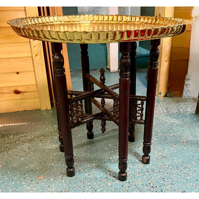 Early 20th Century Early 20th Century Moorish-Style Brass Tray Table For Sale - Image 5 of 12