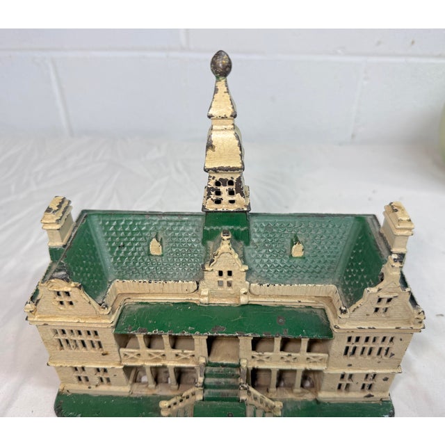 Rare Antique 1890's Ives, Blakeslee & Company Palace Green Cast Iron Still Bank For Sale In New York - Image 6 of 15