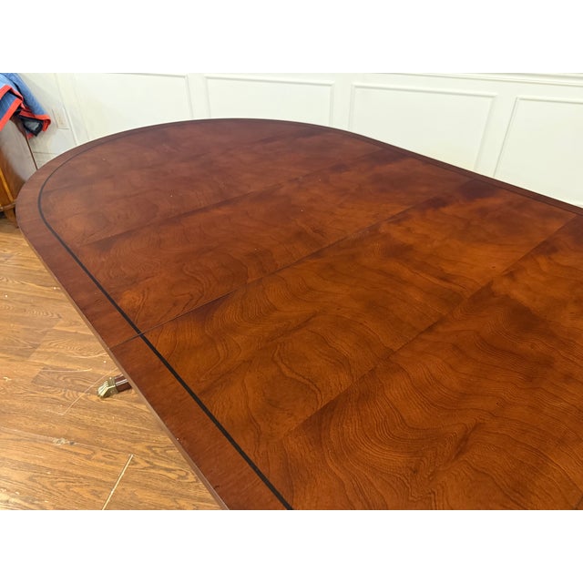 Traditional Oval Mahogany Double Pedestal Dining Table by Leighton Hall - Showroom Sample For Sale - Image 10 of 14