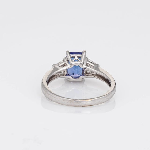 Mid 20th Century 1.78ct Tanzanite Diamond Ring Gemstone Engagement Estate 14k White Gold size 7 For Sale - Image 5 of 7
