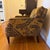 Arm chair, velvet fabric, medium density foam cushion.