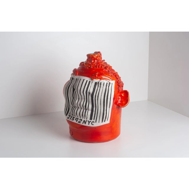 Michael Lucero Untitled "Jughead" Lucero with playful NYC Barcode graphics. USA, 1992 Glazed earthenware Signed and dated...