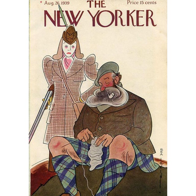 Original vintage New Yorker magazine cover dated August 26, 1939 featuring a Hunting theme. Cover art by Rea Irvin...