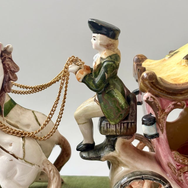 Enesco, Apparence Vintage Cinderella Horse Drawn Carriage Figurine by Enesco in Capodimonte Style For Sale - Image 4 of 12