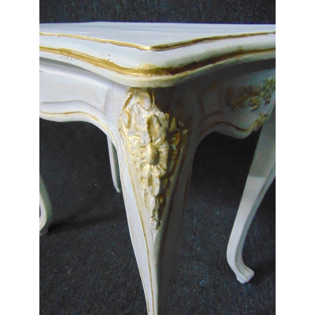 Louis XV Style Carved White & Gold Painted Side Table For Sale - Image 4 of 7
