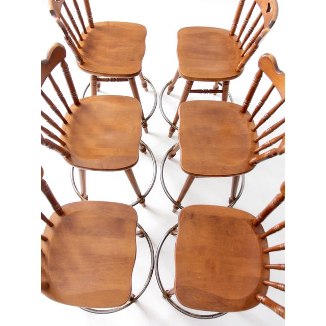Mid-Century Tell City Swivel Seat Counter Stools Set of 6 For Sale - Image 9 of 17