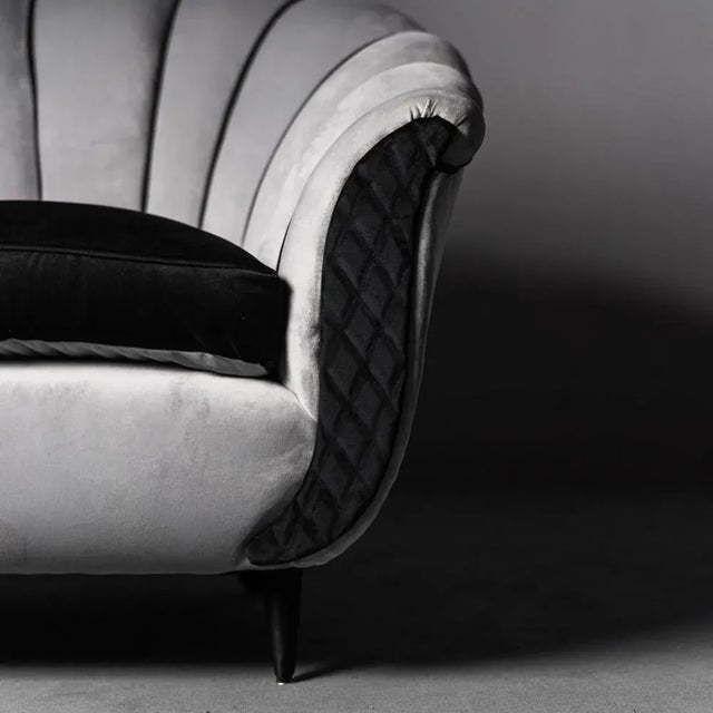 Vintage Gray Velvet Armchair, 1950s For Sale - Image 3 of 13