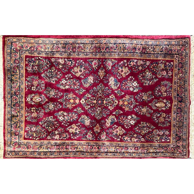 Red Antique Persian Sarouk Rug, 3'3" X 5'3" For Sale - Image 8 of 8