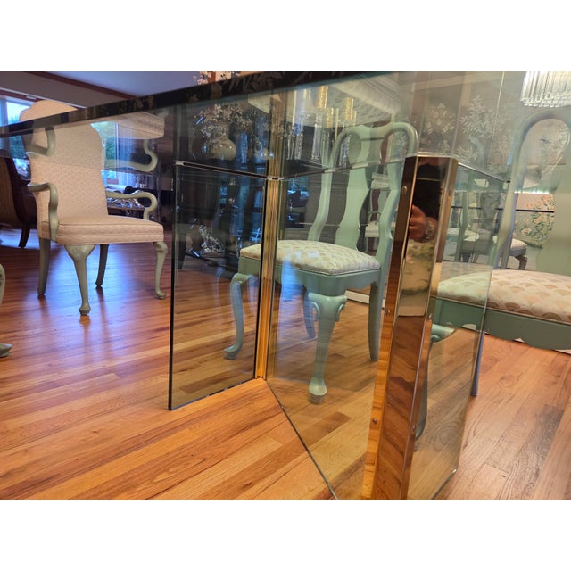 Modern 1970's Leon Rosen Pace Collection Glass & Brass Dining Table For Sale - Image 3 of 18