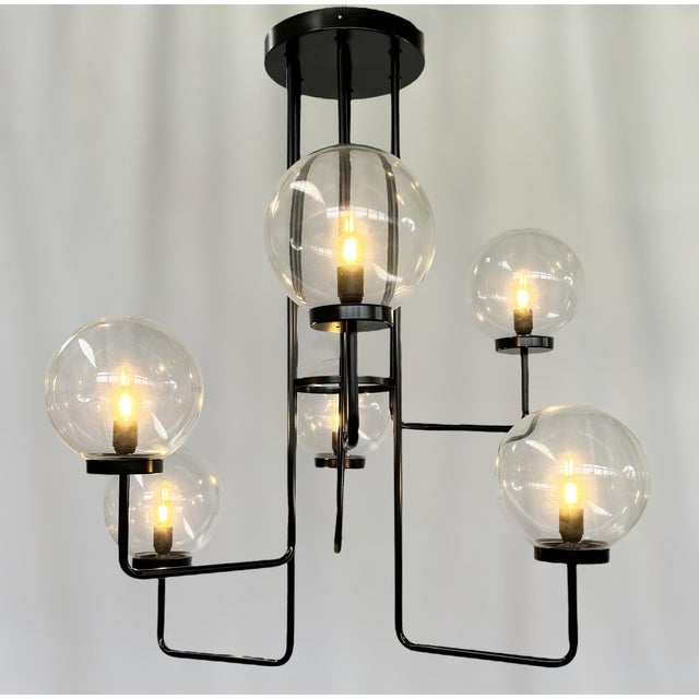 Not Yet Made - Made To Order 21st Century Clear Murano Eclipse Flush Mount by Fabio LTD For Sale - Image 5 of 6